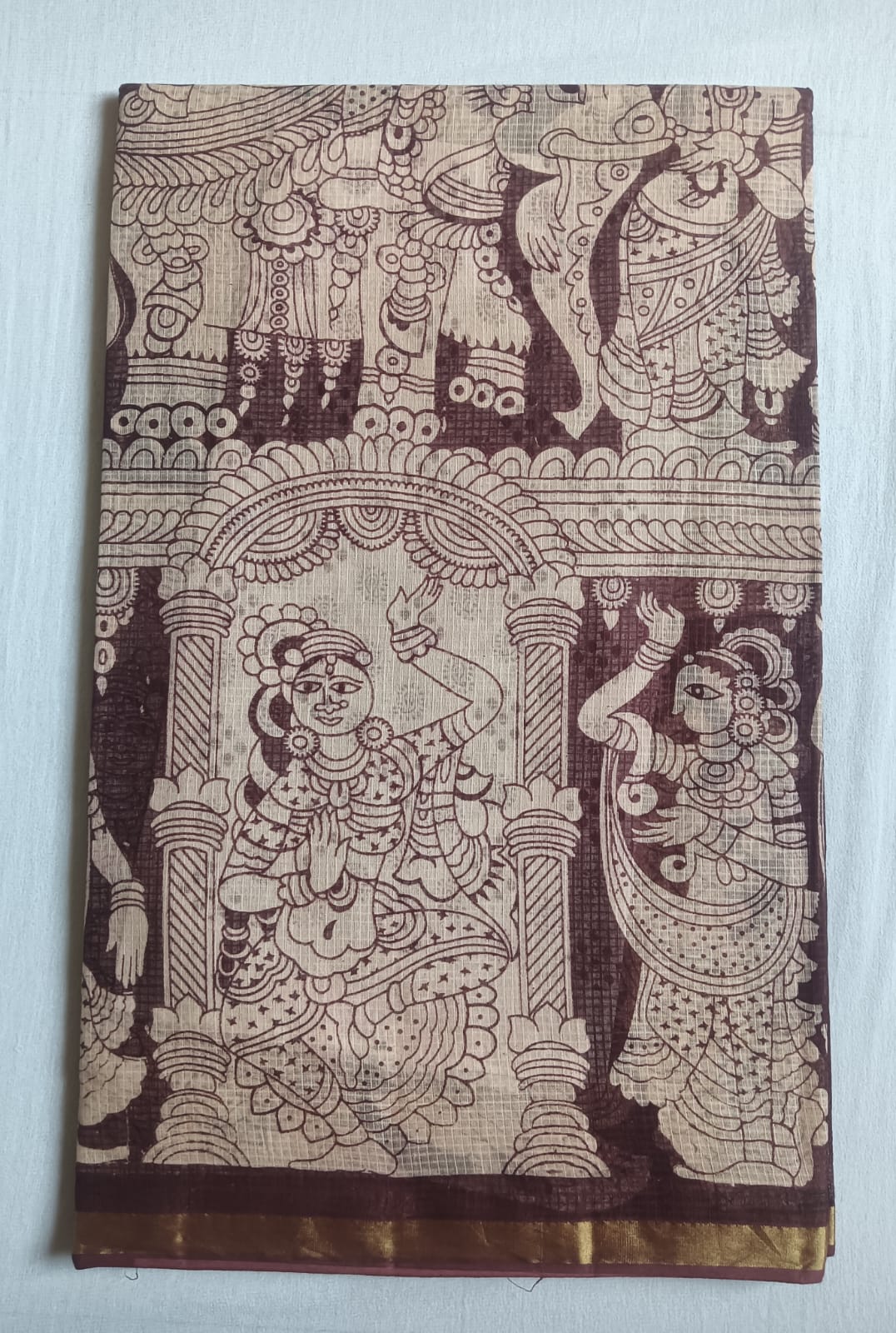 Kalamkari Kota Cotton Saree with contrast blouse
