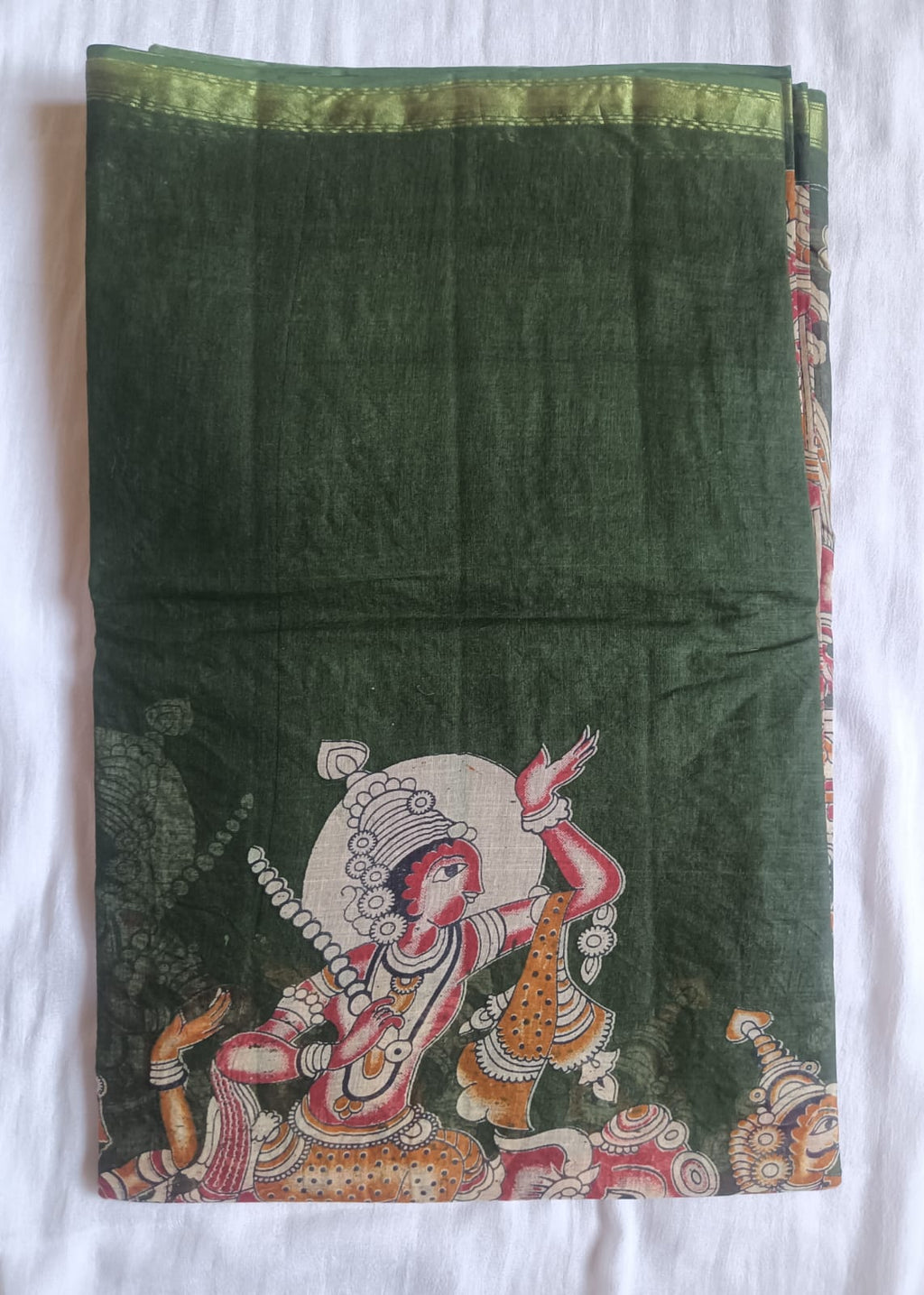 Kalamkari Cotton Saree with contrast blouse
