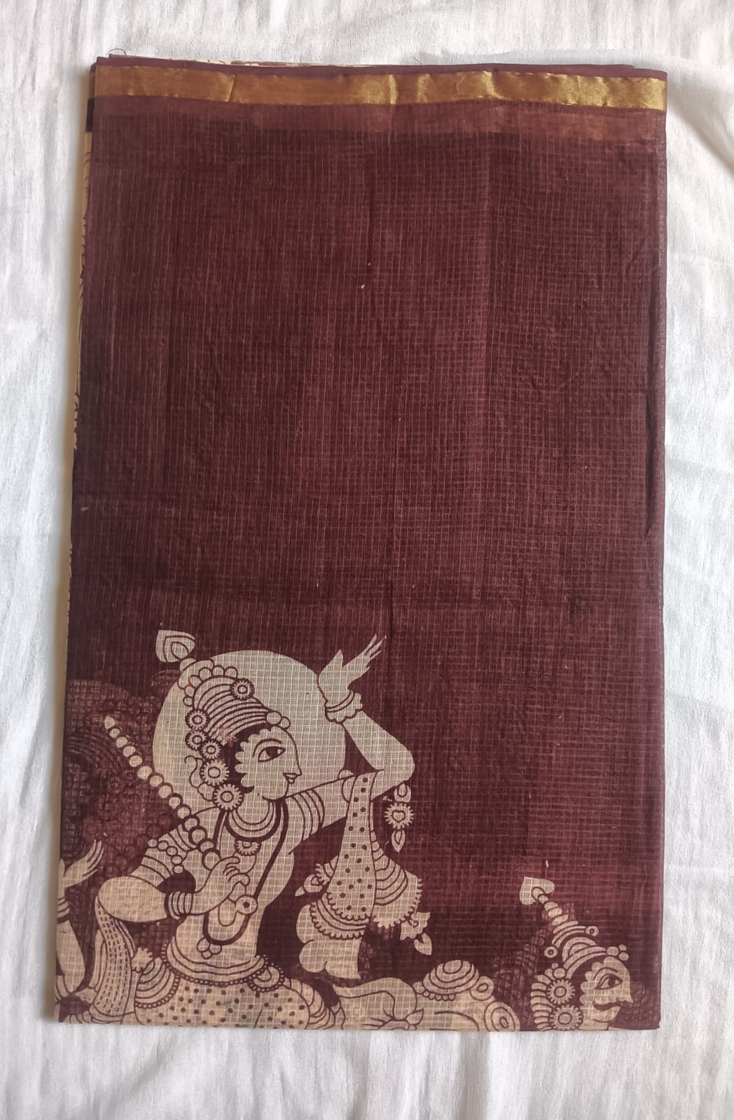 Kalamkari Kota Cotton Saree with contrast blouse