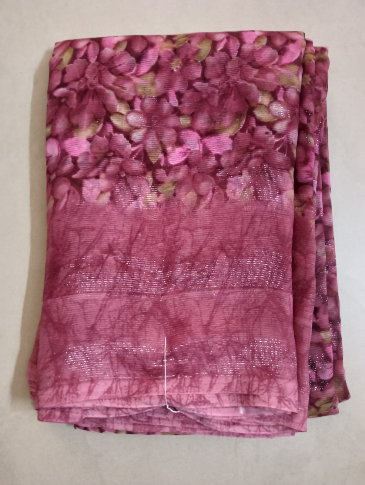 Georgette Rim Zim Saree  with Border Blouse