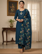 Kota Cotton 3 pc set Top with lining, Pant and dupatta