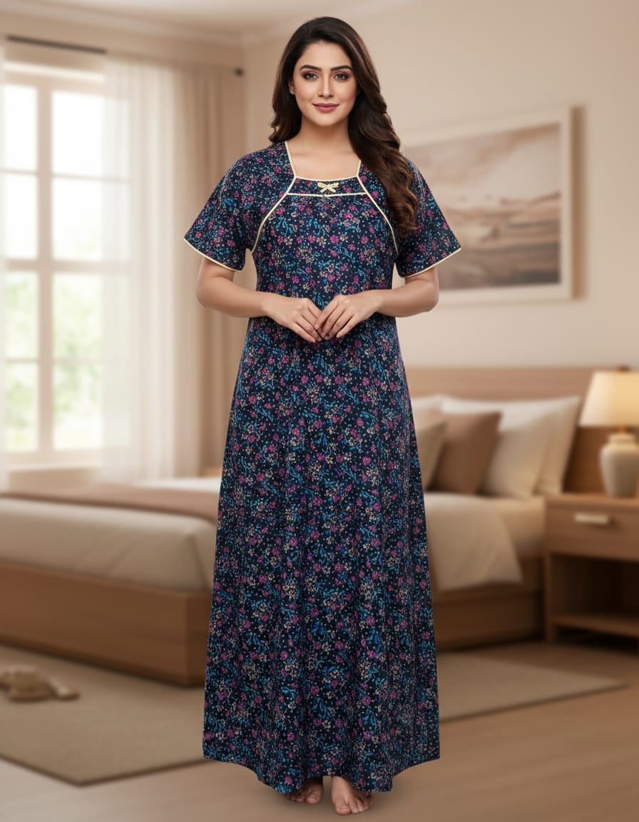 Cotton Pipping Nighty