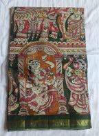 Kalamkari Cotton Saree with contrast blouse