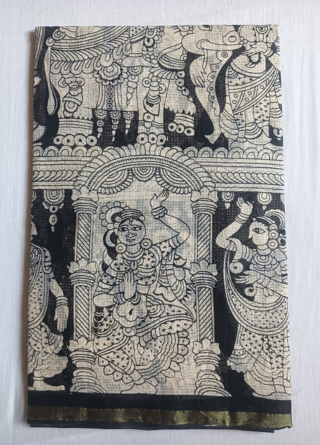 Kalamkari Kota Cotton Saree with contrast blouse