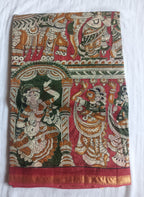 Kalamkari Cotton Saree with contrast blouse