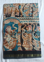Kalamkari Cotton Saree with contrast blouse