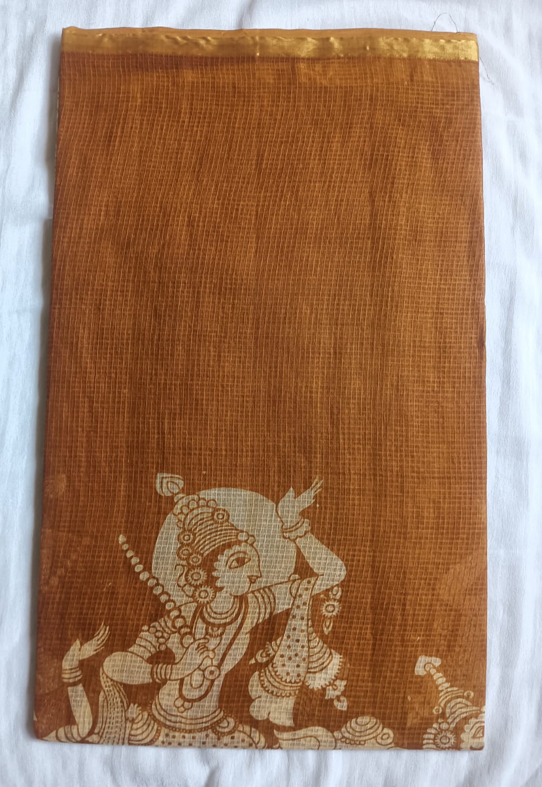Kalamkari Kota Cotton Saree with contrast blouse