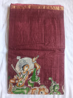 Kalamkari Cotton Saree with contrast blouse