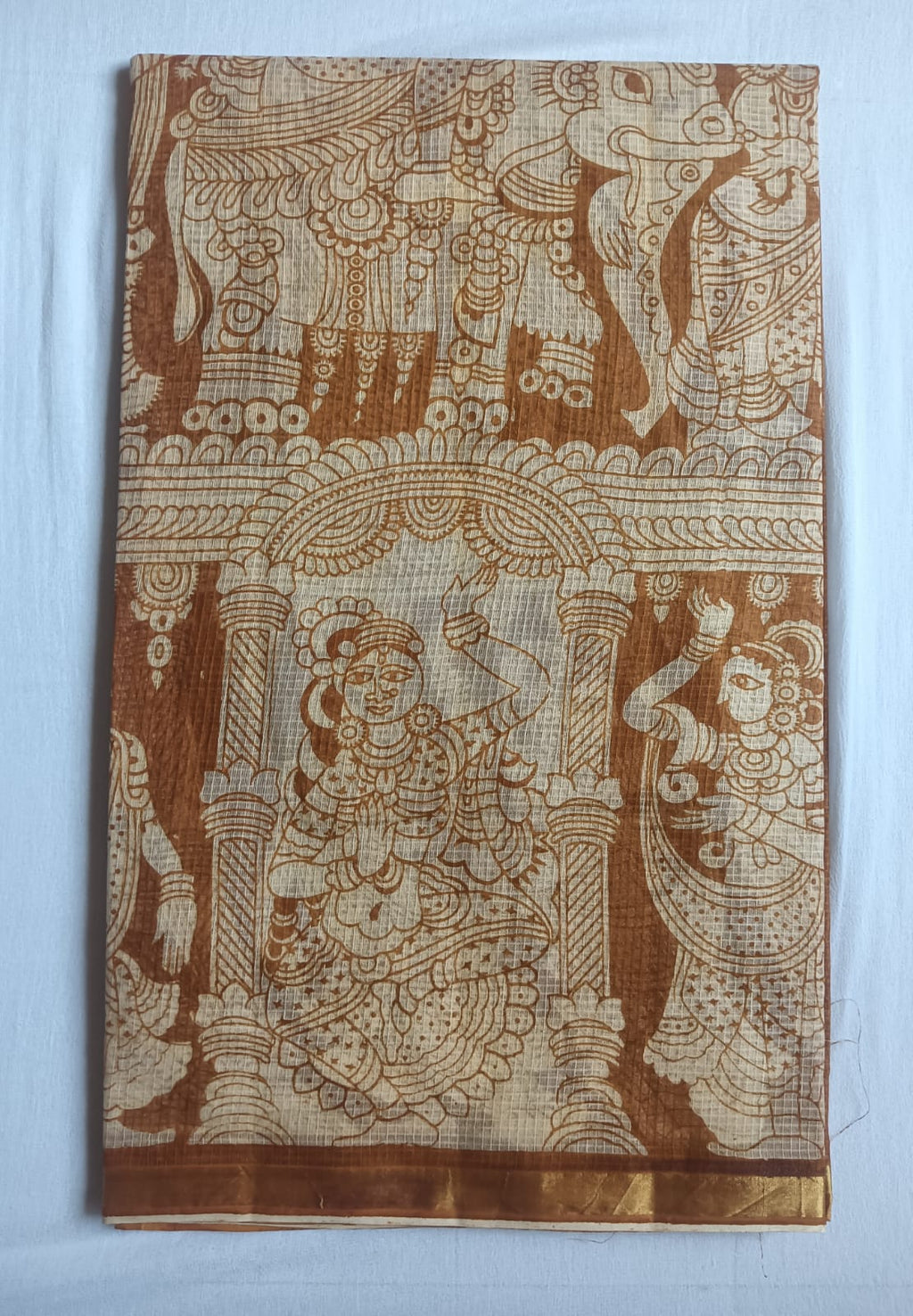 Kalamkari Kota Cotton Saree with contrast blouse