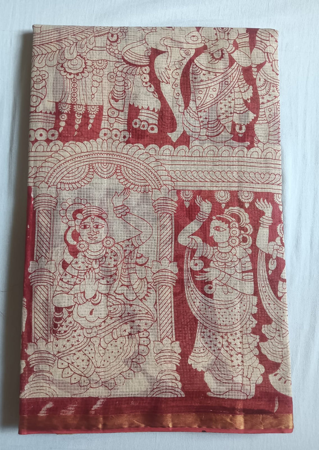 Kalamkari Kota Cotton Saree with contrast blouse