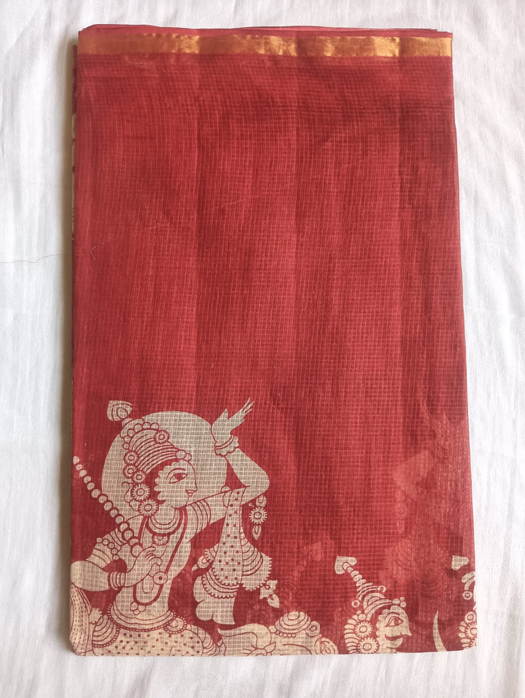 Kalamkari Kota Cotton Saree with contrast blouse