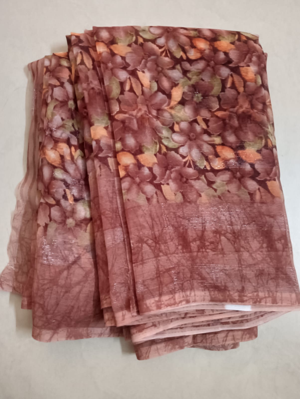 Georgette Rim Zim Saree  with Border Blouse