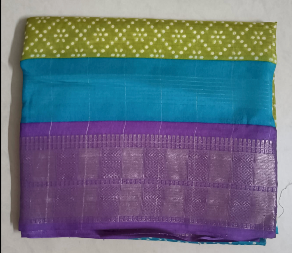 Bandhini Dola Silk Saree with contrast blouse