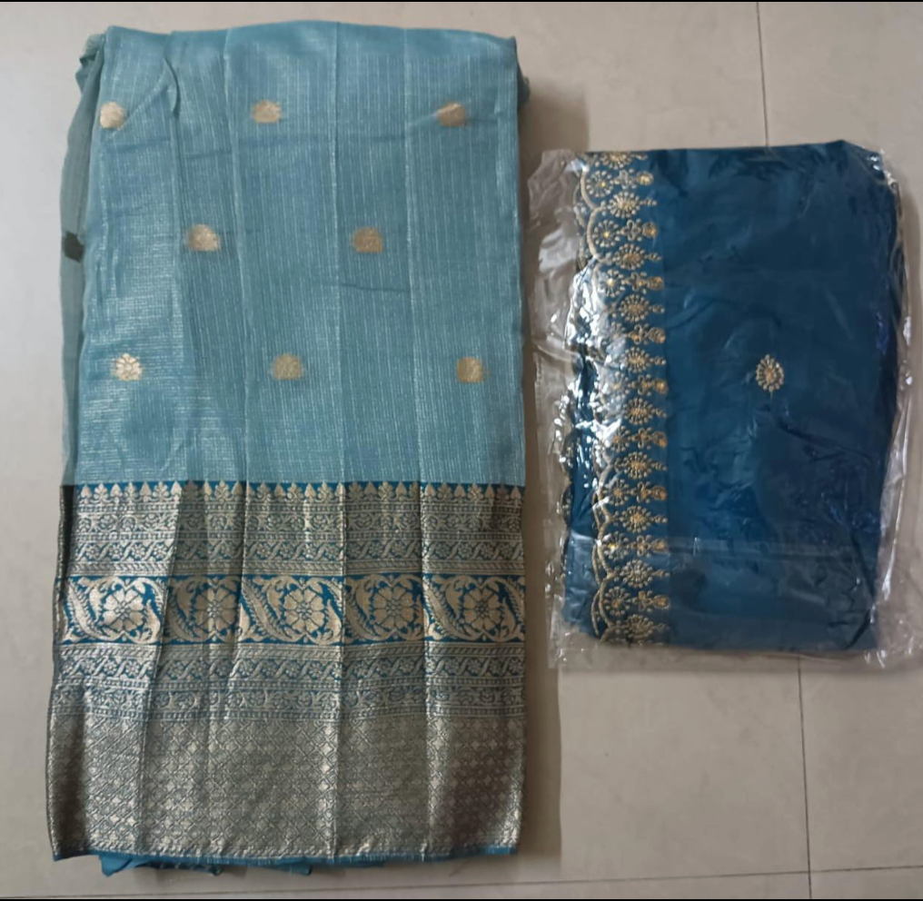 Kota silk Lehenga with Contrast dupatta with pouch packing (Semi-Stitched)