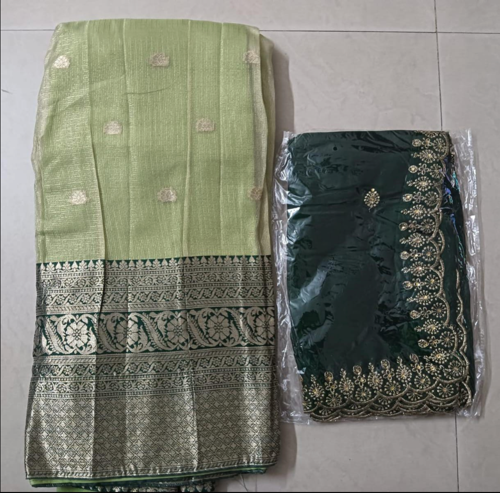 Kota silk Lehenga with Contrast dupatta with pouch packing (Semi-Stitched)