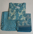 Suryajyothi cotton 3pc set - Top, pant and dupatta set