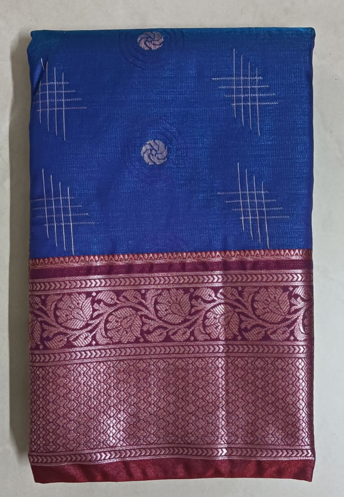 Handloom  Dharmavaram Soft silk saree with contrast blouse