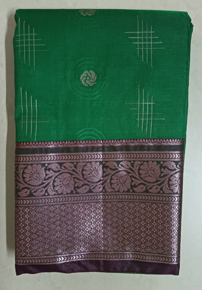 Handloom  Dharmavaram Soft silk saree with contrast blouse