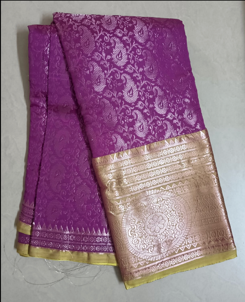 Handloom  Dharmavaram Soft silk saree with contrast blouse
