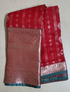 Handloom  Dharmavaram Soft silk saree with contrast blouse