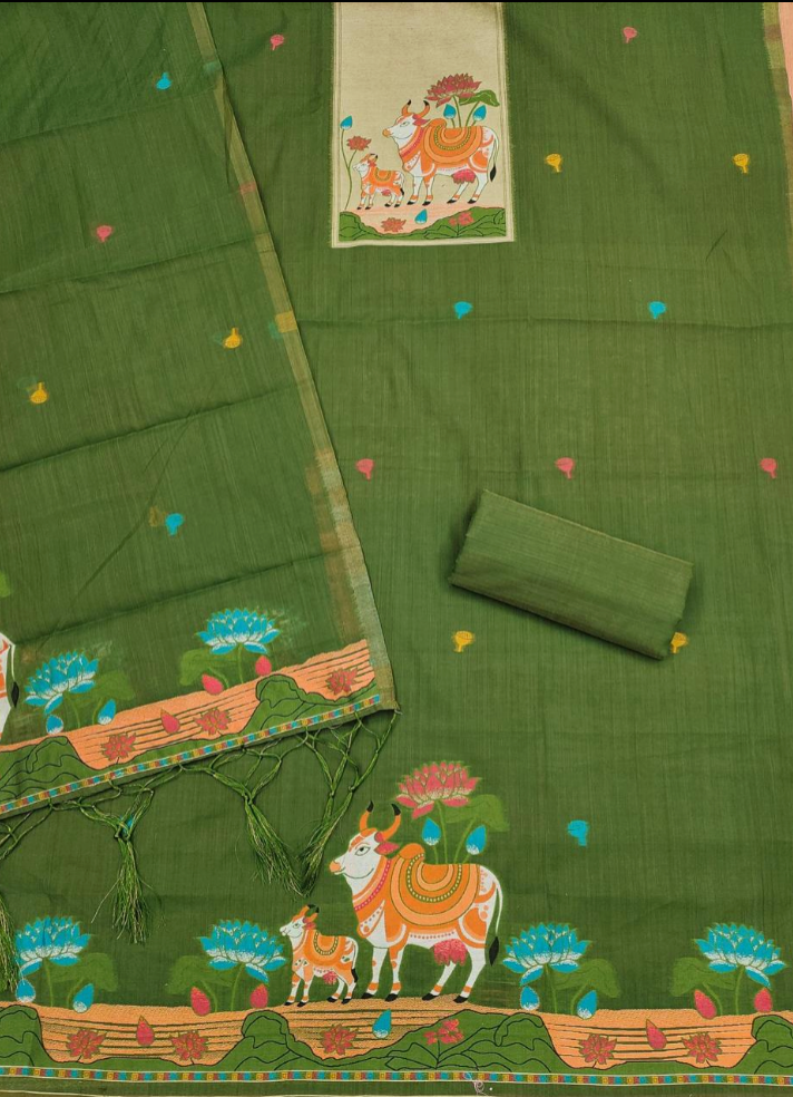 Muga Cotton 3 Piece Jamdani Salwar Suit Dress Material