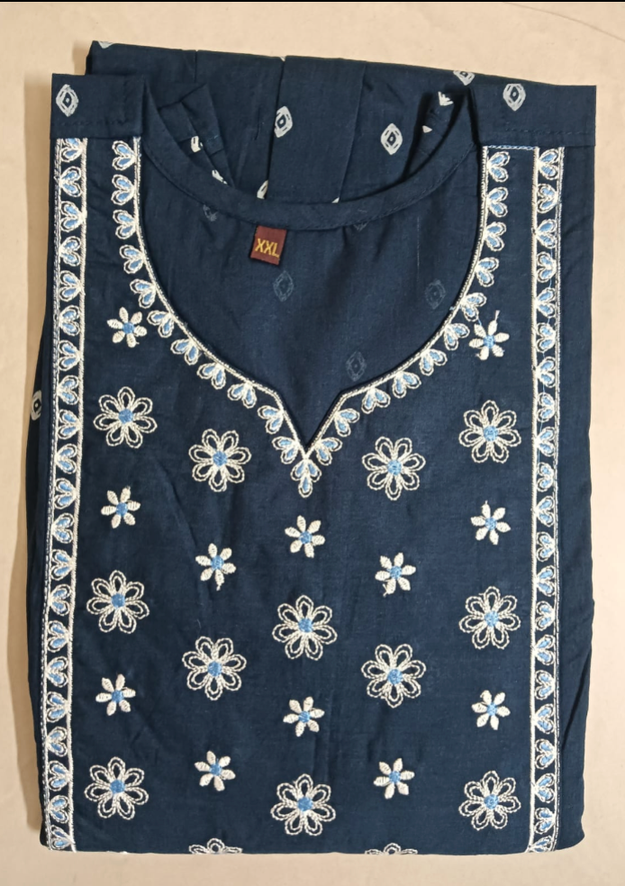 Cotton Long Umbrella Kurti With Embroidery Work