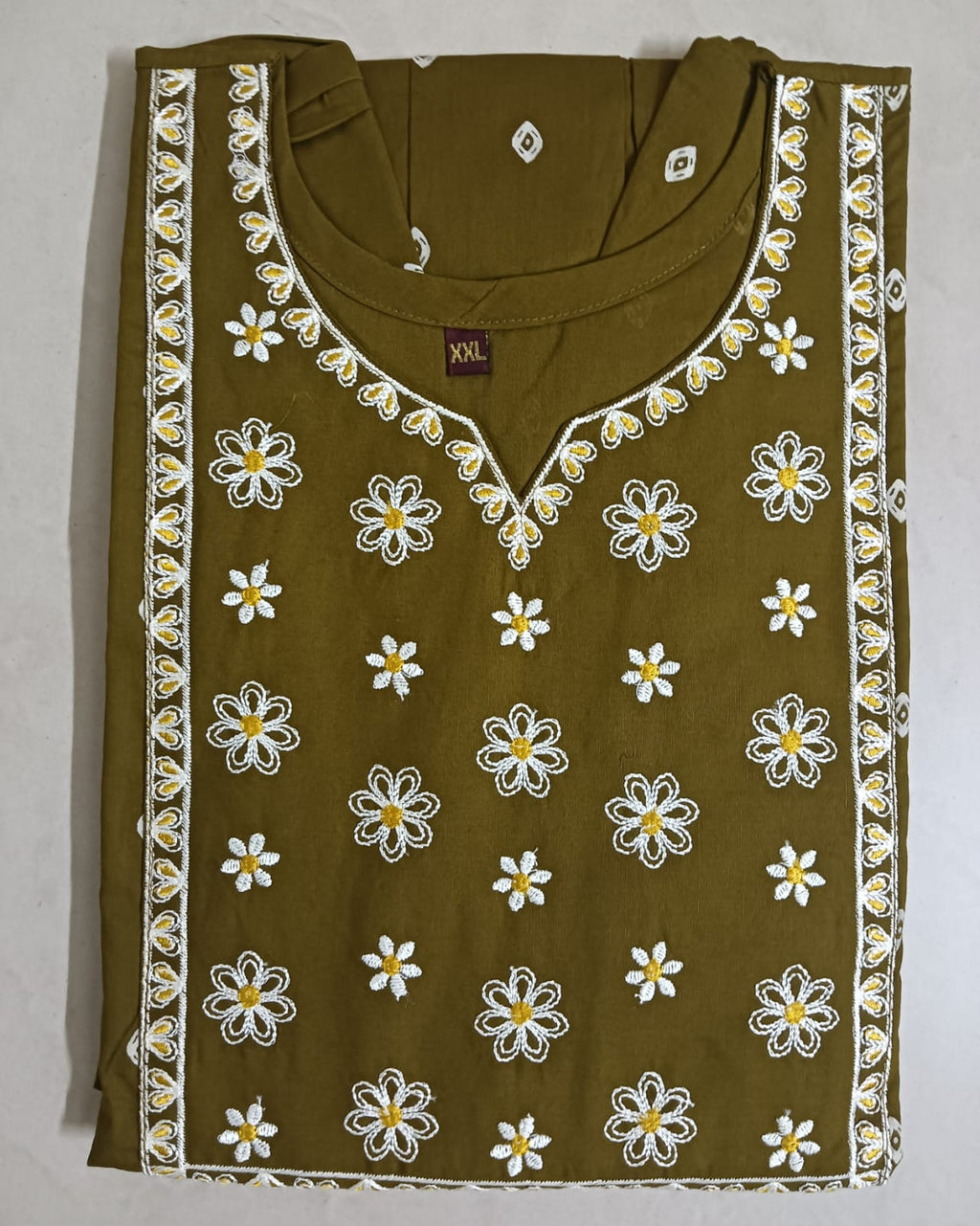 Cotton Long Umbrella Kurti With Embroidery Work