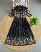 Vichitra Silk Gown With Detachable Jacket