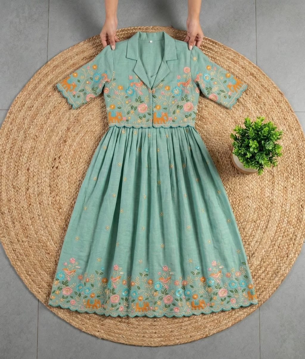 Vichitra Silk Gown With Detachable Jacket