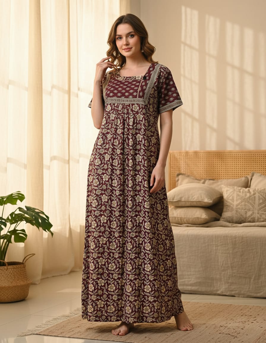 Jyoti Cotton C Neck Nighty