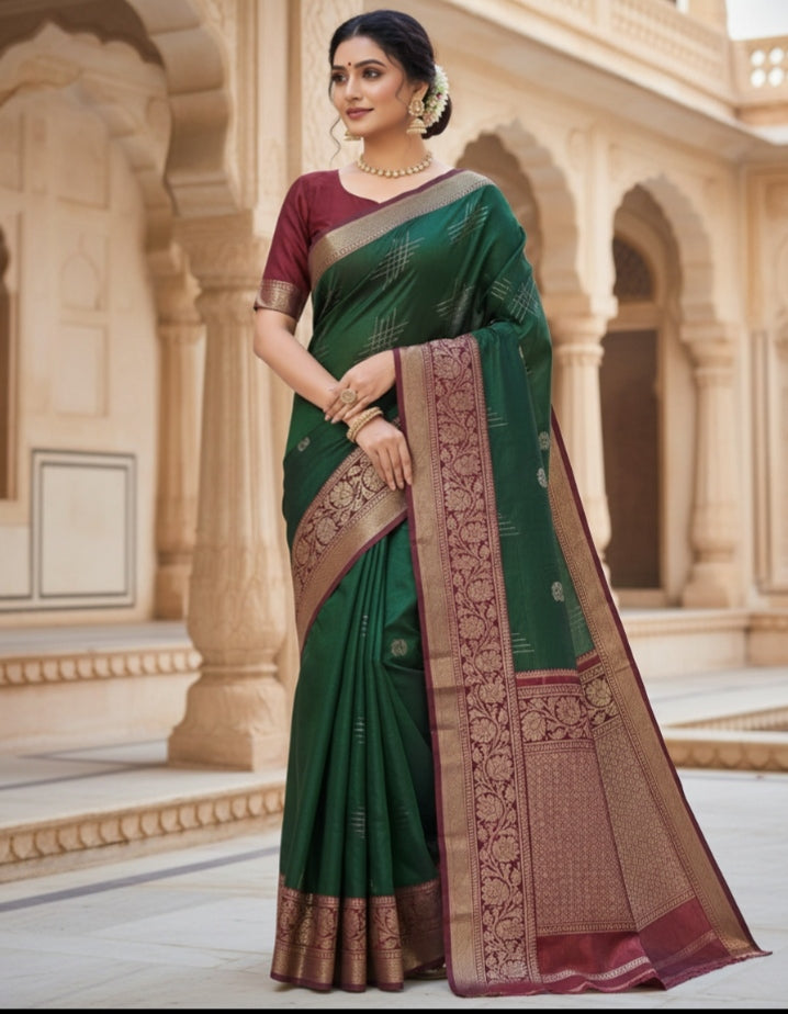 Handloom  Dharmavaram Soft silk saree with contrast blouse