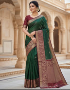 Handloom  Dharmavaram Soft silk saree with contrast blouse