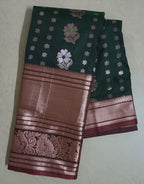 Handloom  Dharmavaram Soft silk saree with contrast blouse