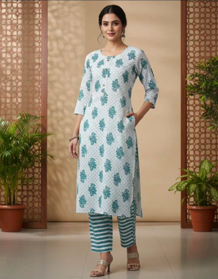 Cotton 2pc set kurthy and pant