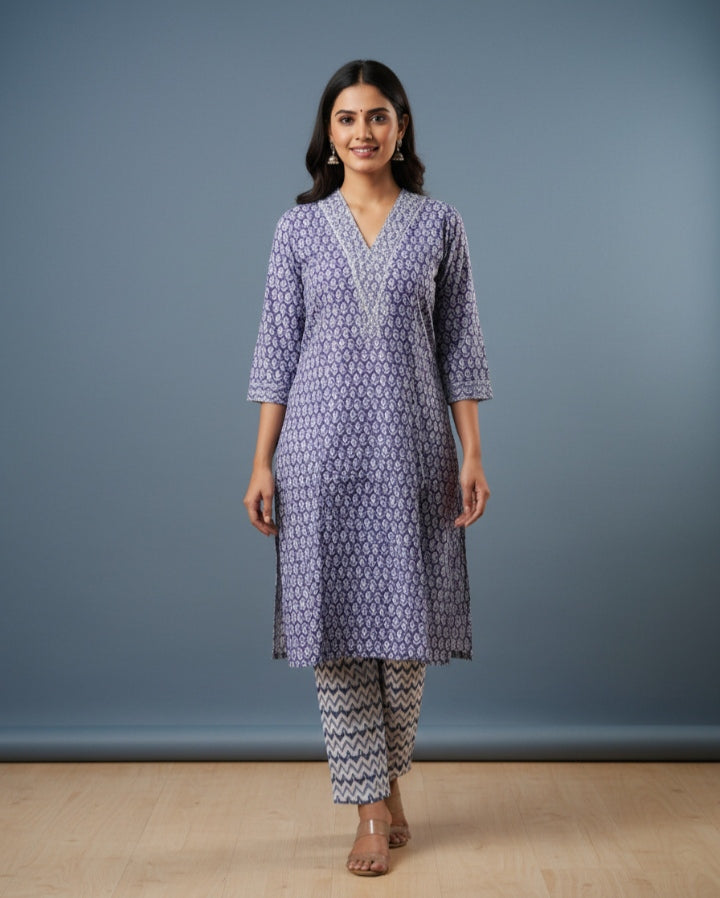 Cotton 2pc set kurthy and pant