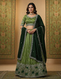 Space Silk Lehenga with Contrast Dupatta with pouch packing (Semi-Stitched)