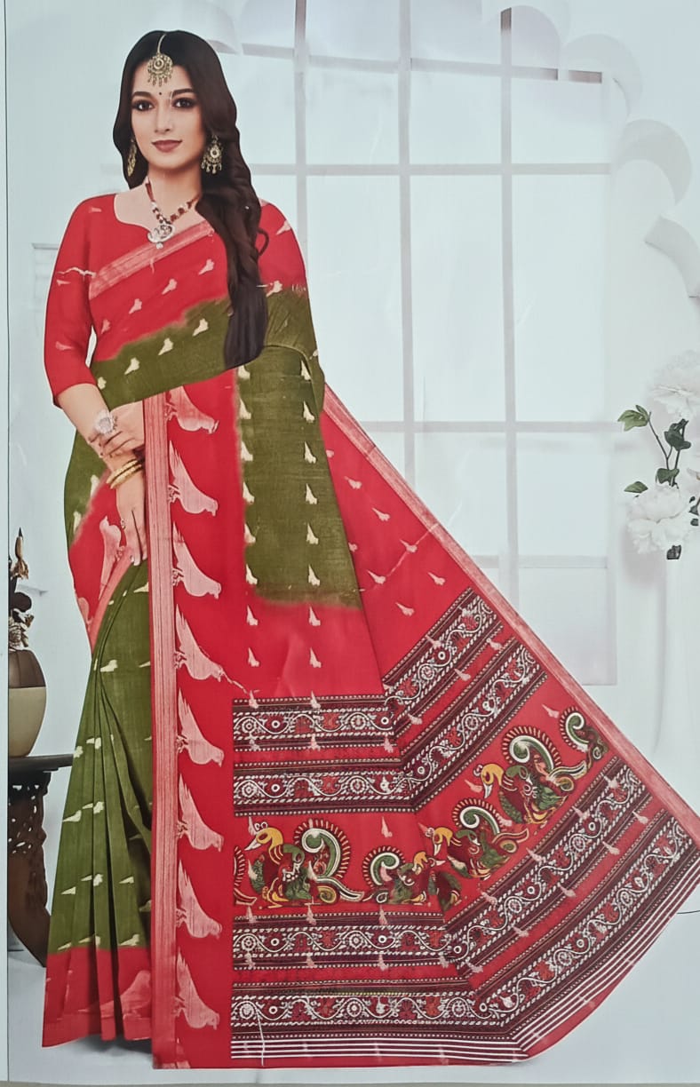 Dola Silk Saree with contrast blouse