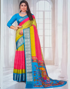 Bandhini Dola Silk Saree with contrast blouse