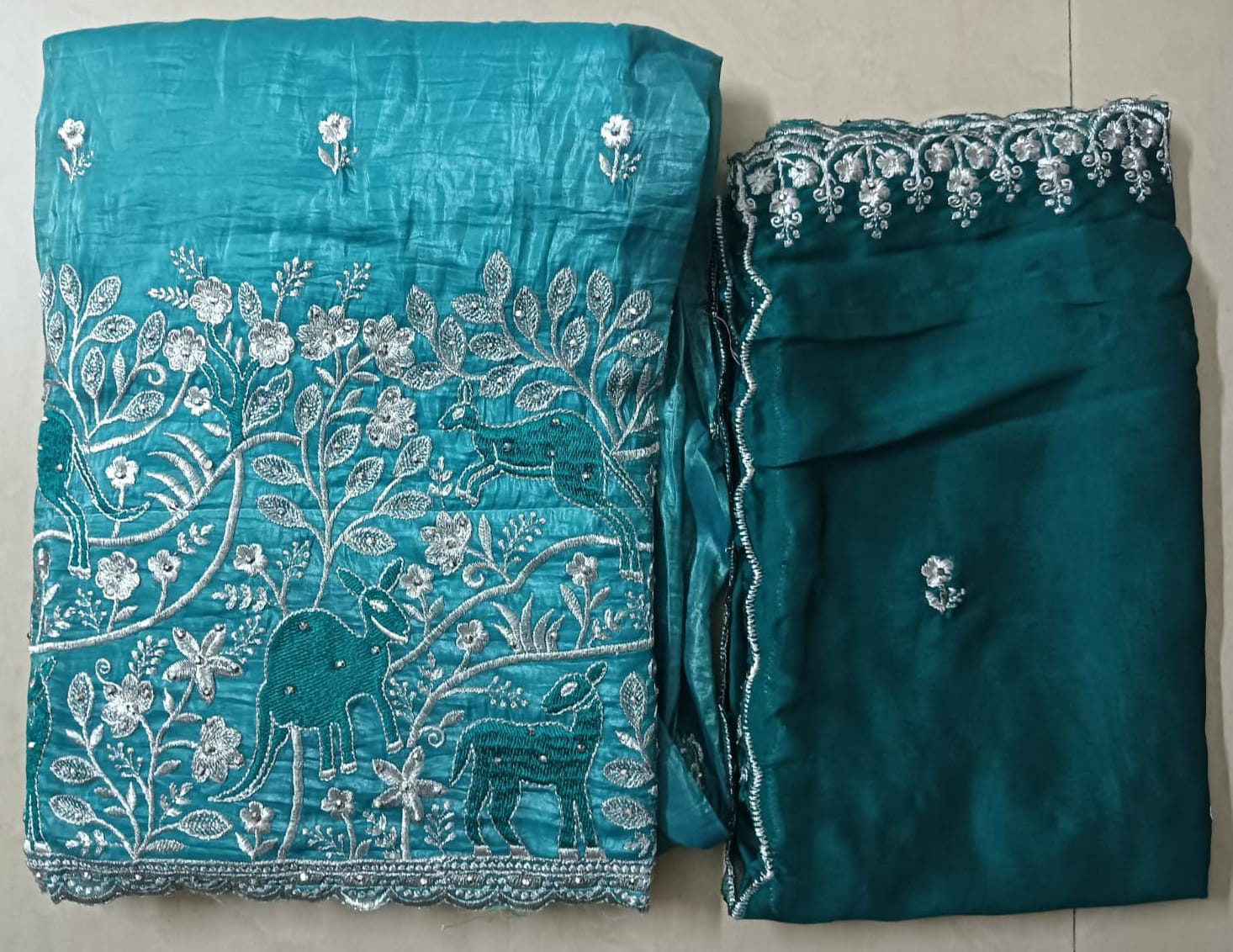 Space Silk Lehenga with Contrast Dupatta with pouch packing (Semi-Stitched)