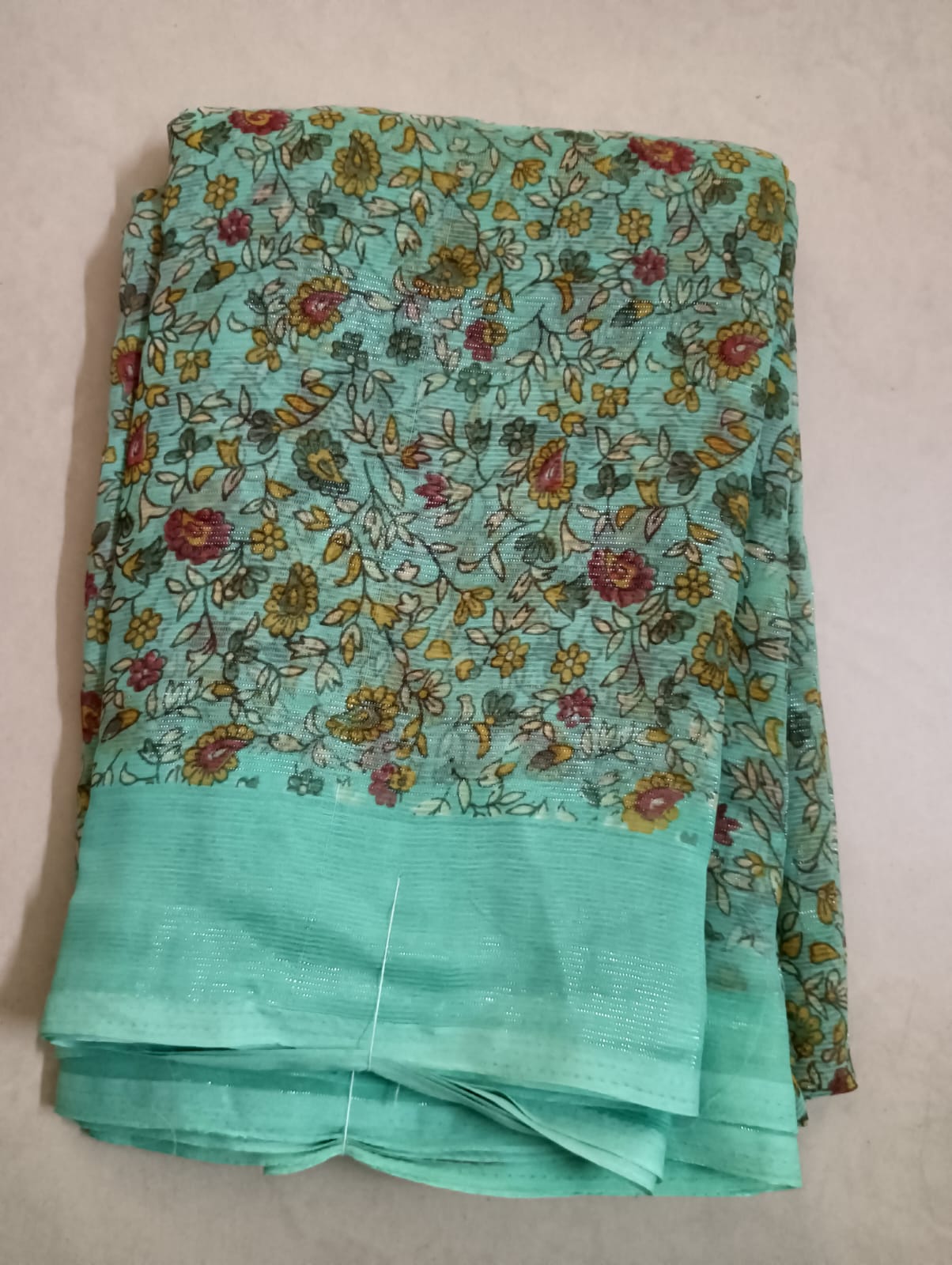 Georgette Rim Zim Saree  with Border Blouse