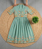 Vichitra Silk Gown With Detachable Jacket