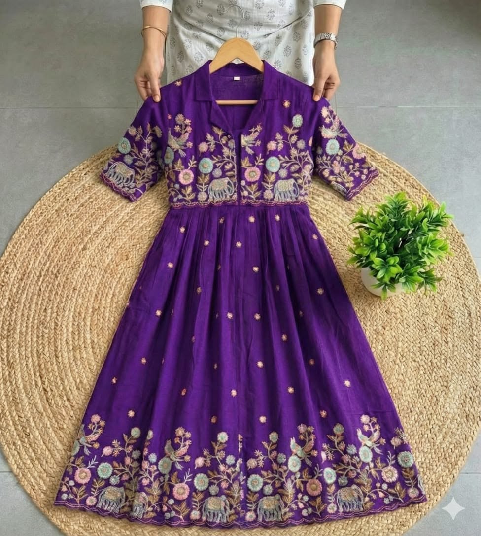 Vichitra Silk Gown With Detachable Jacket