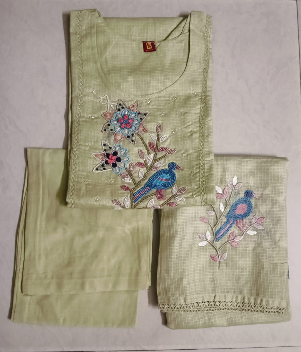 Kota Cotton 3 pc set Top with lining, Pant and dupatta