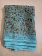 Georgette Rim Zim Saree  with Border Blouse