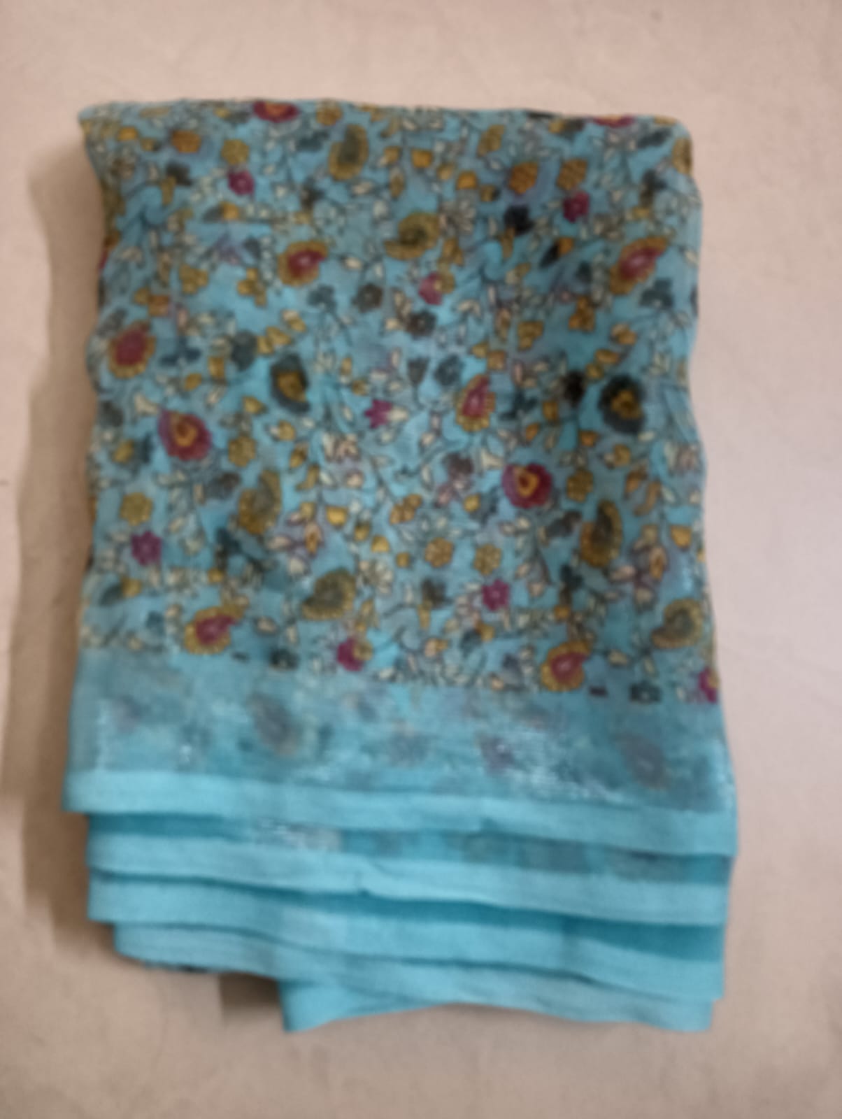 Georgette Rim Zim Saree  with Border Blouse