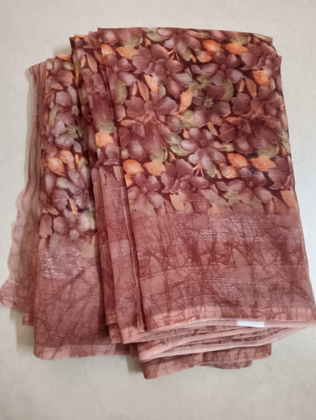 Georgette Rim Zim Saree  with Border Blouse